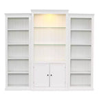 Bibliothèque haute et vitrine 3 pièces noire/blanche avec éclairage LED