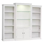 Bibliothèque haute et vitrine 3 pièces noire/blanche avec éclairage LED