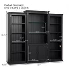 Bibliothèque haute et vitrine 3 pièces noire/blanche avec éclairage LED
