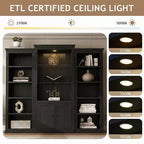 Bibliothèque haute et vitrine 3 pièces noire/blanche avec éclairage LED