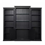 Bibliothèque haute et vitrine 3 pièces noire/blanche avec éclairage LED