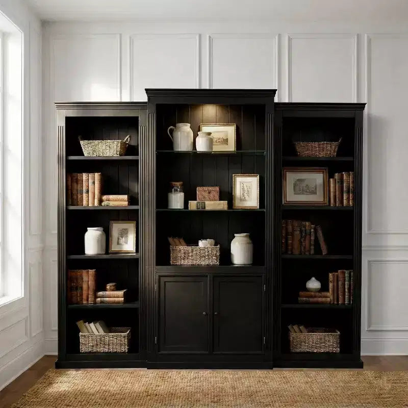 78.75 Tall 3-Piece Bookcase & Display Cabinet with 5-Color Light, Tempered Glass Shelves