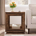 Lantine 24-Inch Rustic Brown End Table with Storage Shelf, Farmhouse Style Nightstand for Bedroom, Living Room, Entryway, Easy Assembly