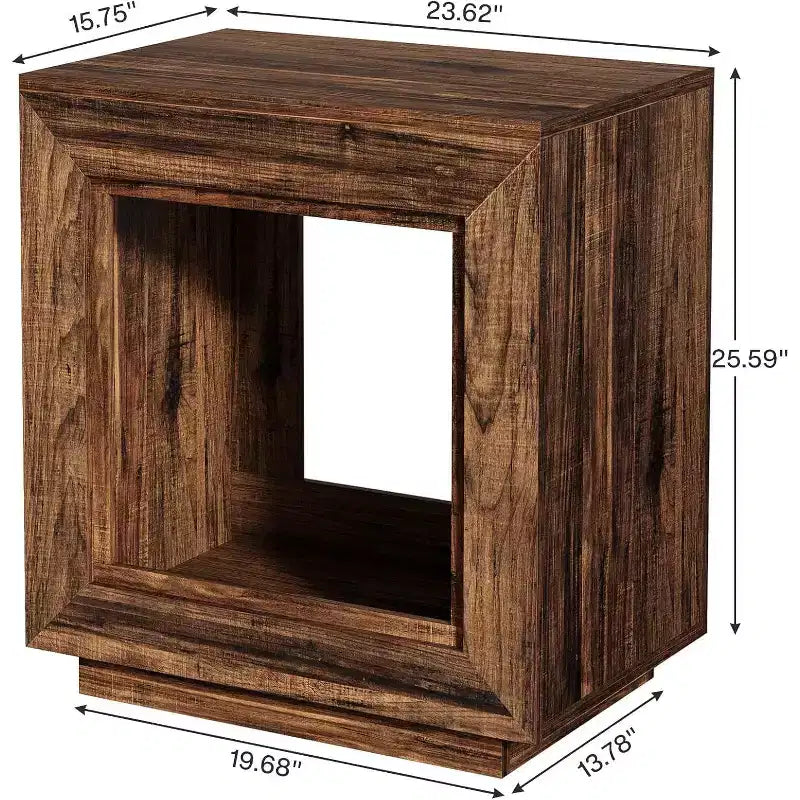 Table d'appoint de ferme rustique marron avec étagère de rangement