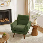 Fauteuil d'appoint en flanelle jacquard avec pieds en bois, 1 place