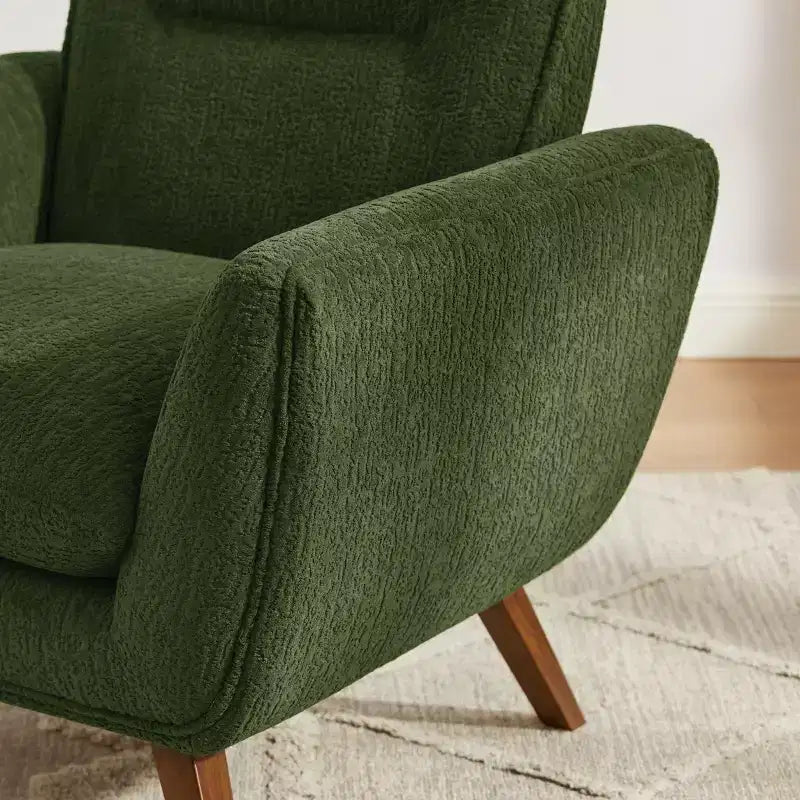 Fauteuil d'appoint en flanelle jacquard avec pieds en bois, 1 place