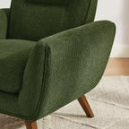 Fauteuil d'appoint en flanelle jacquard avec pieds en bois, 1 place