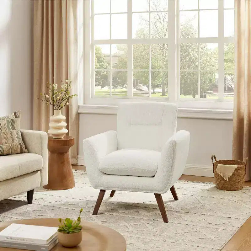 Fauteuil d'appoint en flanelle jacquard avec pieds en bois, 1 place