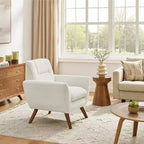 Fauteuil d'appoint en flanelle jacquard avec pieds en bois, 1 place