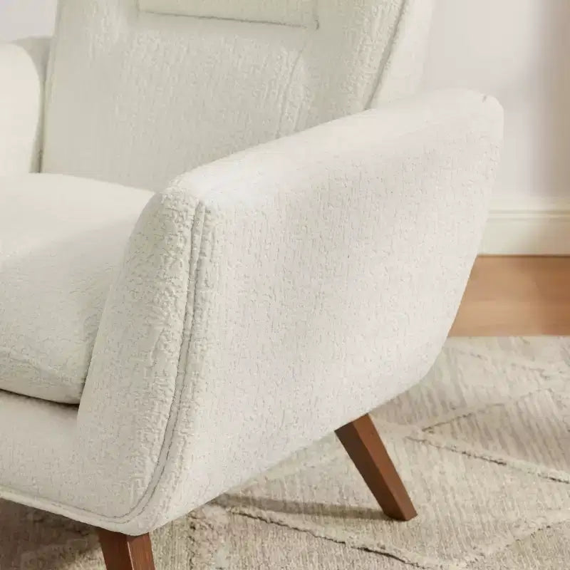 Fauteuil d'appoint en flanelle jacquard avec pieds en bois, 1 place