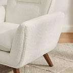 Fauteuil d'appoint en flanelle jacquard avec pieds en bois, 1 place