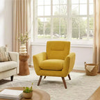 Fauteuil d'appoint en flanelle jacquard avec pieds en bois, 1 place