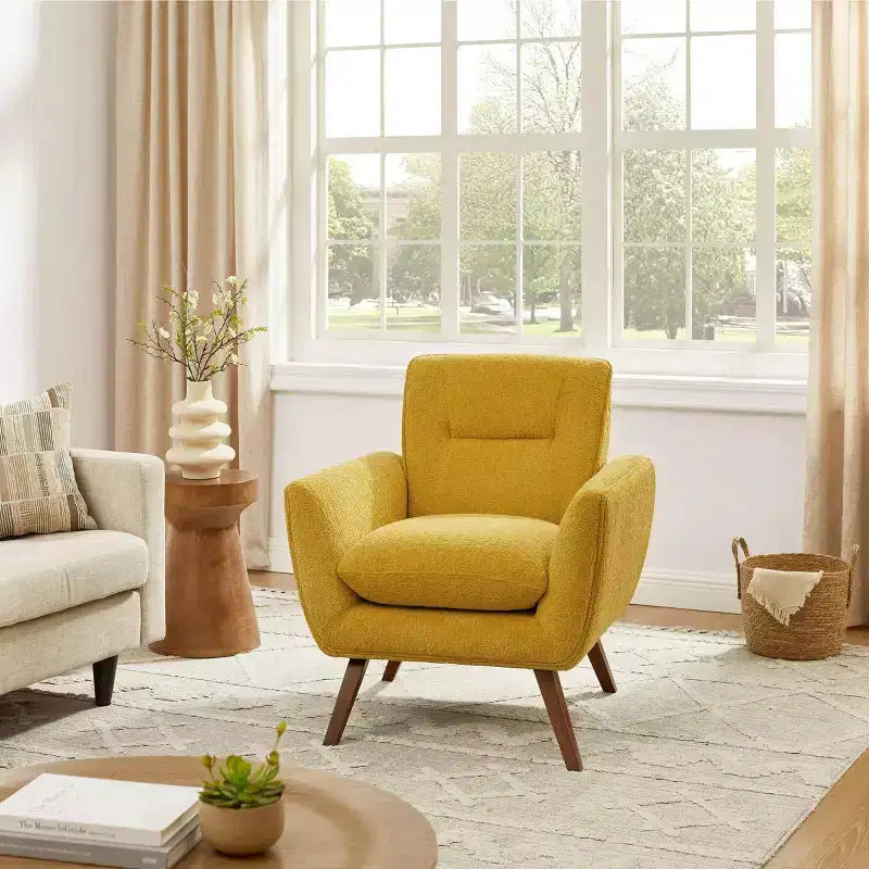 Fauteuil d'appoint en flanelle jacquard avec pieds en bois, 1 place