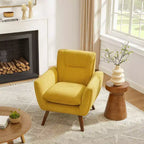 Fauteuil d'appoint en flanelle jacquard avec pieds en bois, 1 place