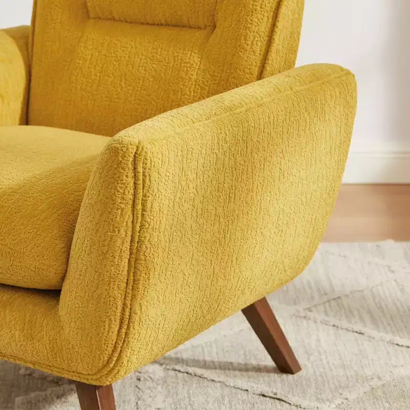 Fauteuil d'appoint en flanelle jacquard avec pieds en bois, 1 place