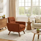 Fauteuil d'appoint en flanelle jacquard avec pieds en bois, 1 place