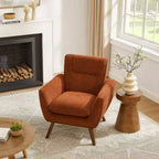 Fauteuil d'appoint en flanelle jacquard avec pieds en bois, 1 place