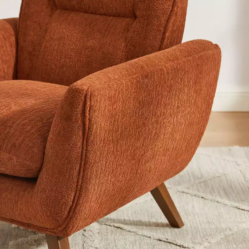 Fauteuil d'appoint en flanelle jacquard avec pieds en bois, 1 place