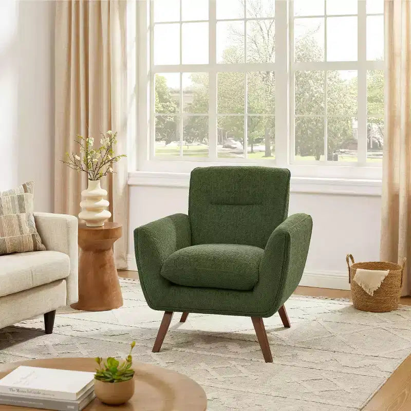 Fauteuil d'appoint en flanelle jacquard avec pieds en bois, 1 place