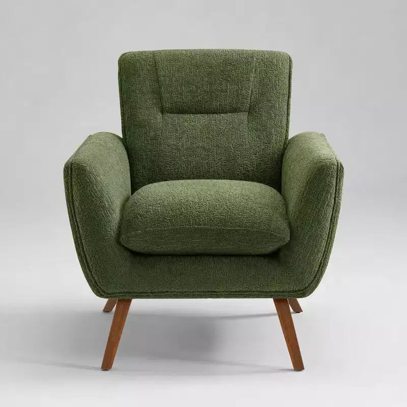 Fauteuil d'appoint en flanelle jacquard avec pieds en bois, 1 place