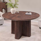 47 Modern Kitchen Table, Fluted Round Dining Table for 4-6, with Thickened Edge & Sturdy Pedestal Base for Dining Room,Kitchen, Living Room