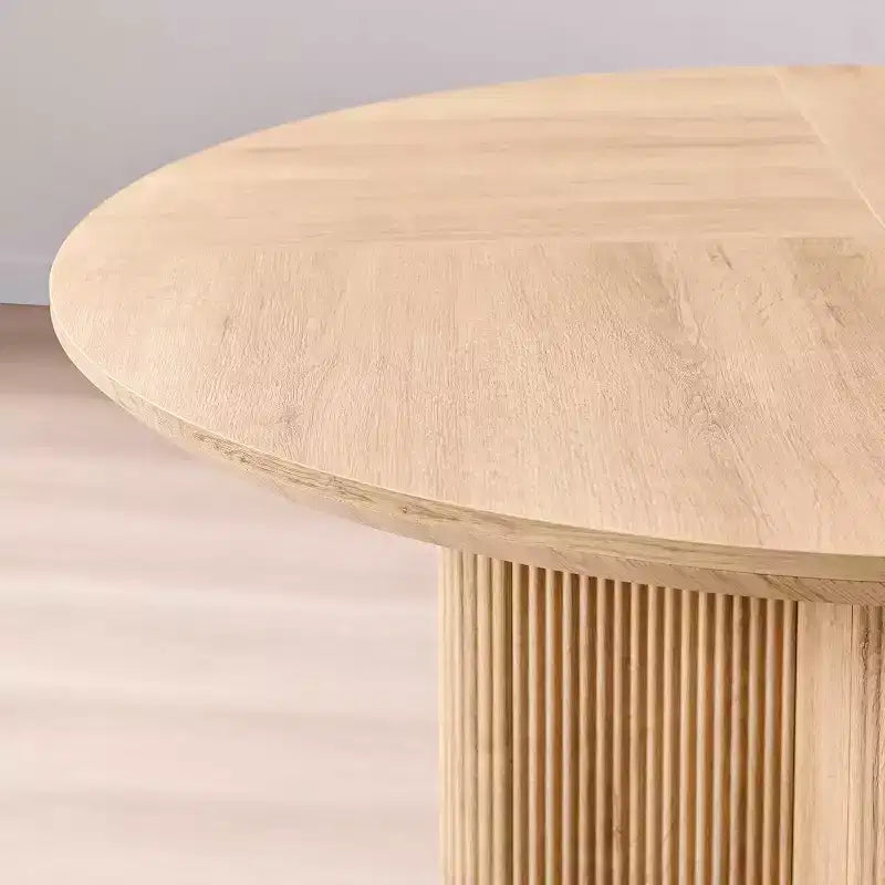 Table de cuisine moderne de 47", table à manger ronde cannelée pour 4-6 personnes, avec bord épaissi et base piédestal robuste pour salle à manger, cuisine, salon