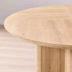 Table de cuisine moderne de 47", table à manger ronde cannelée pour 4-6 personnes, avec bord épaissi et base piédestal robuste pour salle à manger, cuisine, salon