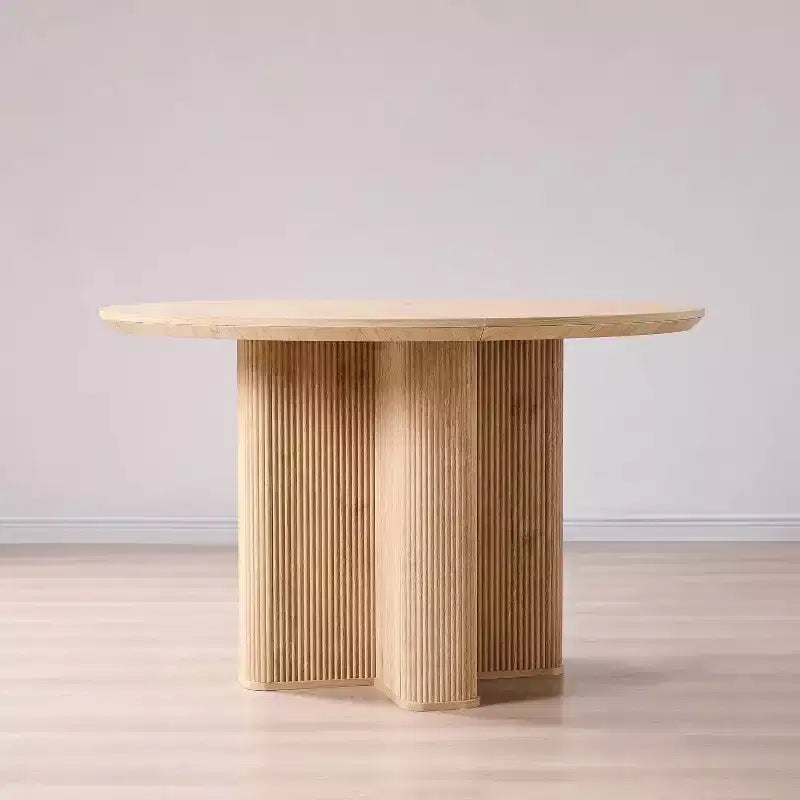 Table de cuisine moderne de 47", table à manger ronde cannelée pour 4-6 personnes, avec bord épaissi et base piédestal robuste pour salle à manger, cuisine, salon