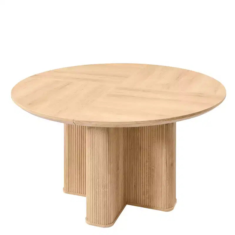 Table de cuisine moderne de 47", table à manger ronde cannelée pour 4-6 personnes, avec bord épaissi et base piédestal robuste pour salle à manger, cuisine, salon