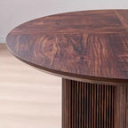 Table de cuisine moderne de 47", table à manger ronde cannelée pour 4-6 personnes, avec bord épaissi et base piédestal robuste pour salle à manger, cuisine, salon