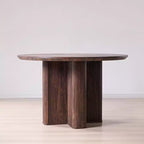 Table de cuisine moderne de 47", table à manger ronde cannelée pour 4-6 personnes, avec bord épaissi et base piédestal robuste pour salle à manger, cuisine, salon