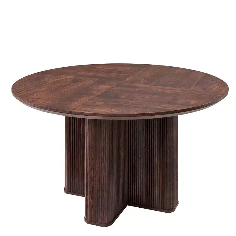 Table de cuisine moderne de 47", table à manger ronde cannelée pour 4-6 personnes, avec bord épaissi et base piédestal robuste pour salle à manger, cuisine, salon