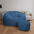 Ultimate Sack 6ft Bean Bag Chair and Footstool, Oversized Lounger, Ivory Fur