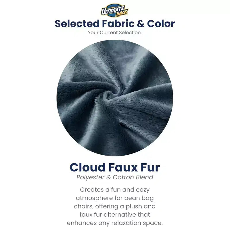 Pouf et Repose-Pieds en Fausse Fourrure Ivoire, 2 Places
