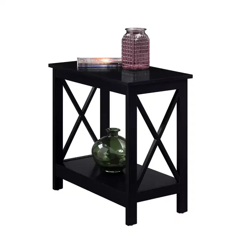 Table d'appoint rectangulaire en bois noir/gris/blanc, 1 pièce, 1 personne