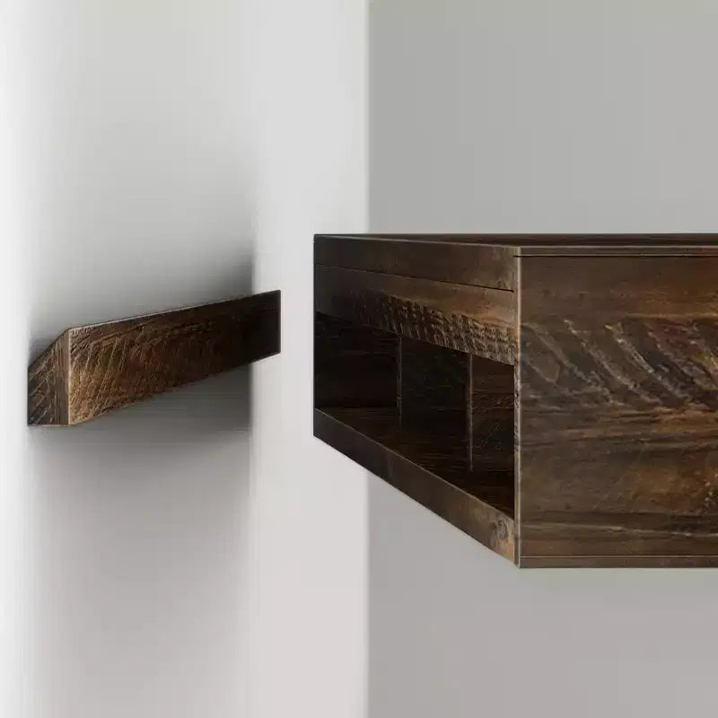 Étagère flottante Rustique en bois de grange / Noyer – 60 po, installation par 1 personne