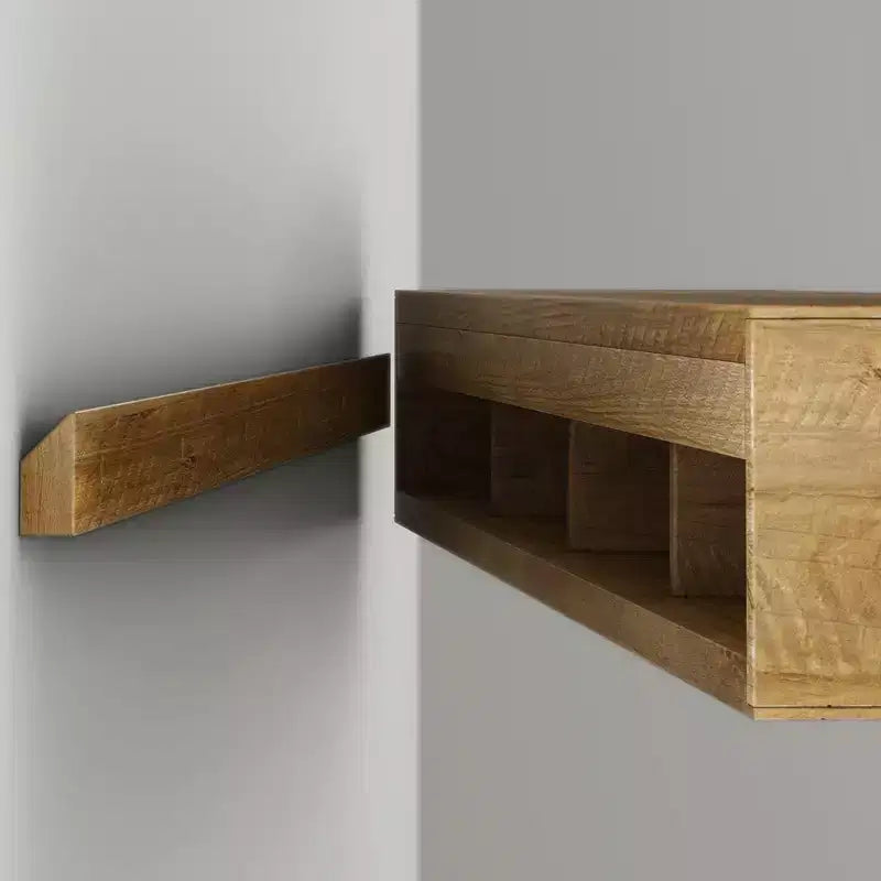 Étagère et manteau flottants en pin massif Rustic Barnwood / Rustic Honey – Installation par 1 personne