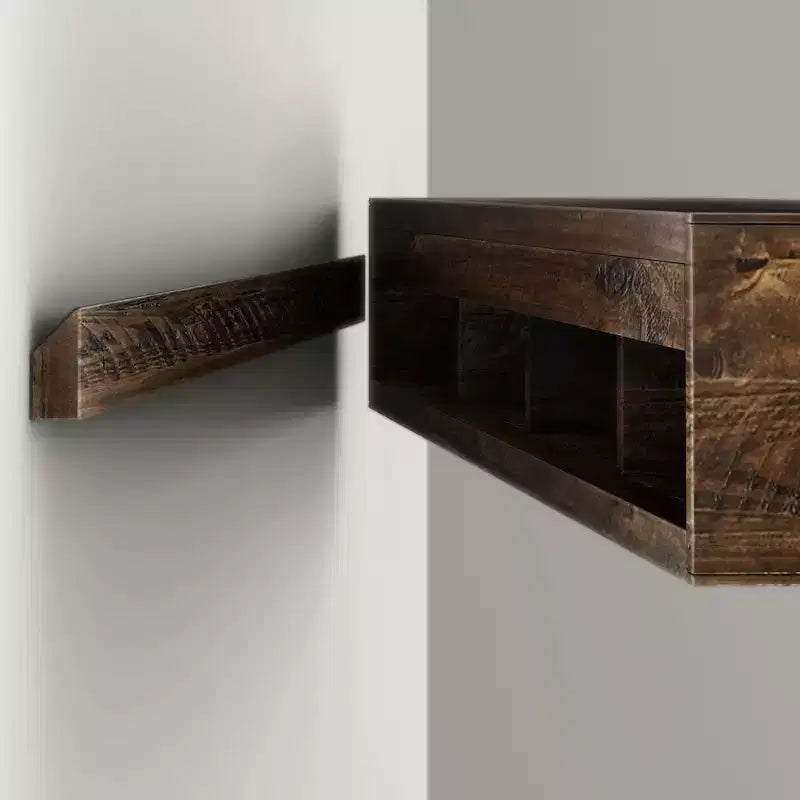 Étagère et manteau flottants en pin massif Rustic Barnwood / Rustic Honey – Installation par 1 personne