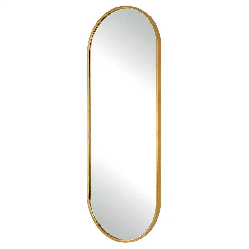 Miroir mural ovale doré – Cadre en métal, montage vertical ou horizontal