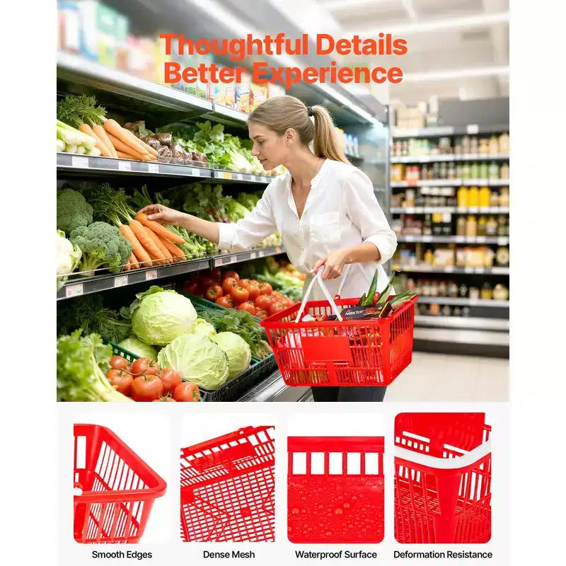 Paniers de courses rouges empilables, 21 L, lot de 20, pour 1 personne