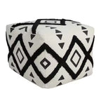 HomeRoots 18 White Cotton Geometric Pouf Ottoman