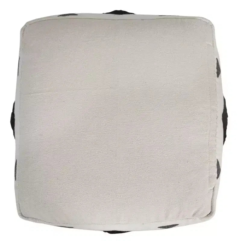 Pouf ottoman carré blanc en coton à motifs géométriques – 1 place