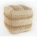 HomeRoots 18 Tan Striped Pouf Ottoman