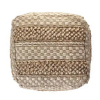 Pouf carré rayé beige – 1 personne