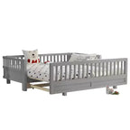 Gris / Blanc | Lit jumeau et lit jumeau XL | Lit plateforme convertible pour enfants avec barrières de sécurité | 1 à 2 utilisateurs