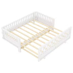 Gris / Blanc | Lit jumeau et lit jumeau XL | Lit plateforme convertible pour enfants avec barrières de sécurité | 1 à 2 utilisateurs