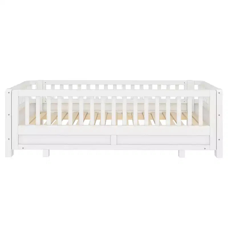 Gris / Blanc | Lit jumeau et lit jumeau XL | Lit plateforme convertible pour enfants avec barrières de sécurité | 1 à 2 utilisateurs