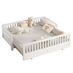 Gris / Blanc | Lit jumeau et lit jumeau XL | Lit plateforme convertible pour enfants avec barrières de sécurité | 1 à 2 utilisateurs