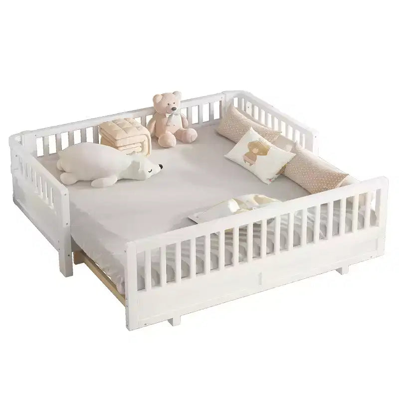 Gris / Blanc | Lit jumeau et lit jumeau XL | Lit plateforme convertible pour enfants avec barrières de sécurité | 1 à 2 utilisateurs