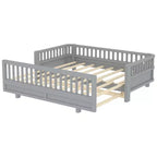 Gris / Blanc | Lit jumeau et lit jumeau XL | Lit plateforme convertible pour enfants avec barrières de sécurité | 1 à 2 utilisateurs